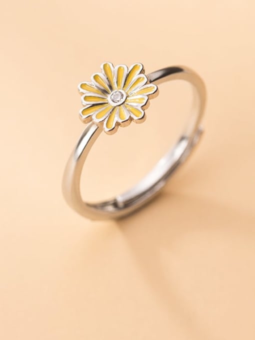 Rosh 925 Sterling Silver Enamel Flower Cute Free Size Band Ring 2