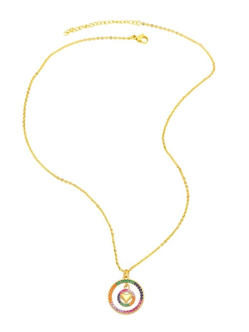 CC Brass Cubic Zirconia Heart Vintage Round Pendant  Necklace 4