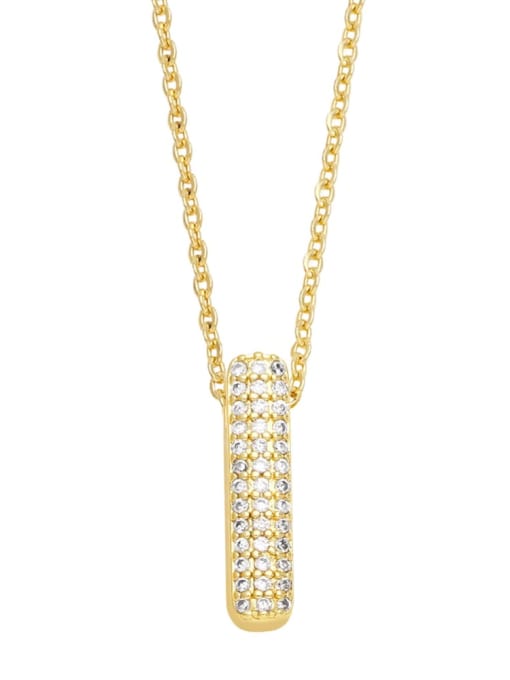 I Brass Cubic Zirconia Letter Trend Necklace