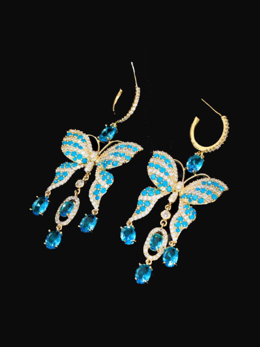 L.WIN Brass Cubic Zirconia Butterfly Luxury Chandelier Earring 0
