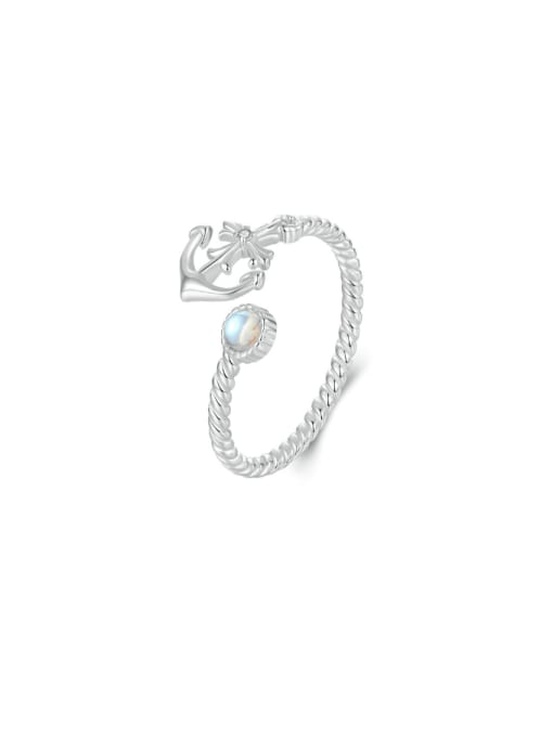 Jare 925 Sterling Silver Anchor Minimalist Band Ring
