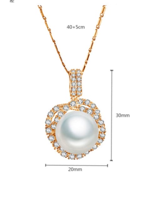 BLING SU Copper Cubic Zirconia  Classic Flower Pearl pendant Necklace 3