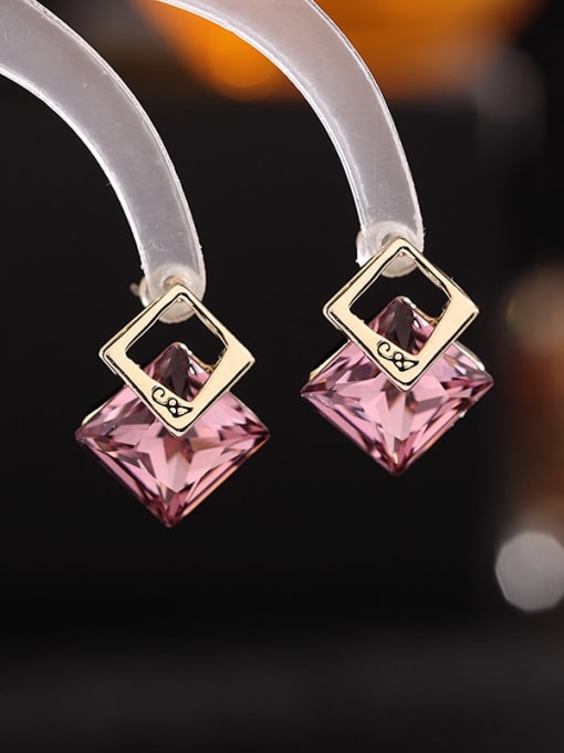 Luxu Brass Crystal Geometric Luxury Drop Earring 1