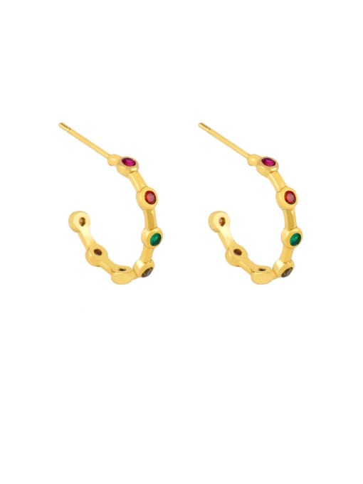 C-shape Brass Cubic Zirconia Snake Vintage Stud Earring