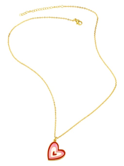 CC Brass Enamel Rainbow Minimalist Heart-shaped Pendant Necklace 2
