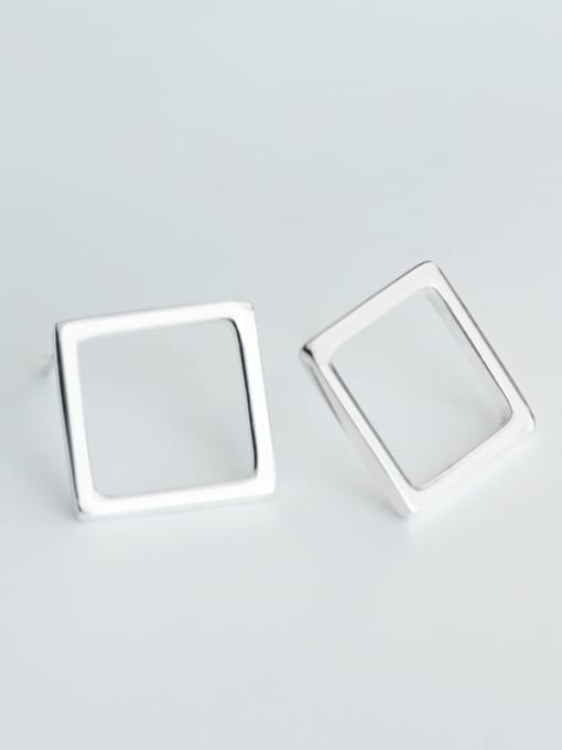 Rosh 925 Sterling Silver Hollow Geometric Minimalist Stud Earring 1