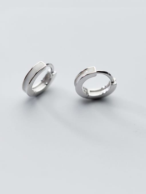 Rosh 925 Sterling Silver Black Enamel Round Minimalist Huggie Earring 0