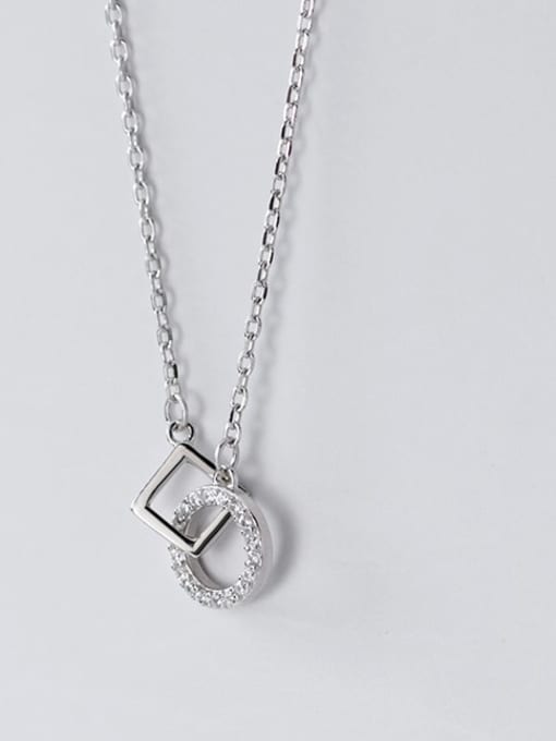 Rosh 925 Sterling Silver Rhinestone Geometric Minimalist Necklace 1