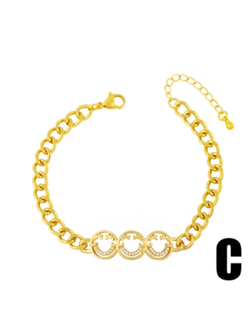 C Brass Cubic Zirconia Smiley Vintage Link Bracelet