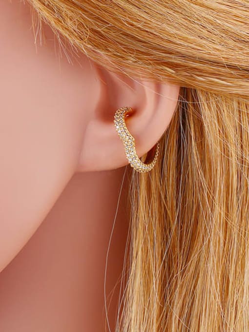 CC Brass Cubic Zirconia Heart Minimalist Huggie Earring 2