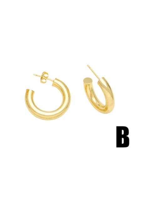 B Brass Geometric Minimalist Hoop Earring