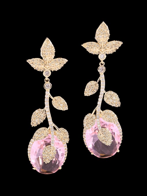 Luxu Brass Cubic Zirconia Flower Luxury Drop Earring 1