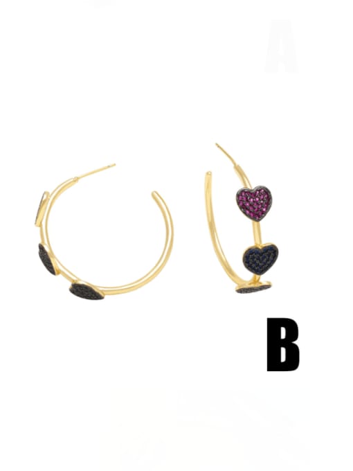 B Brass Cubic Zirconia Pentagram Minimalist Stud Earring