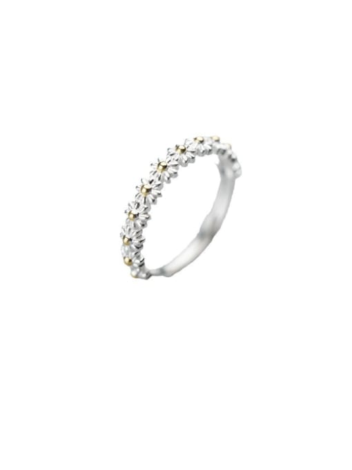 Rosh 925 Sterling Silver Flower Minimalist Band Ring 0