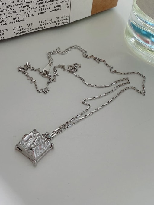Boomer Cat 925 Sterling Silver  Square Cubic Zirconia  Minimalist Necklace