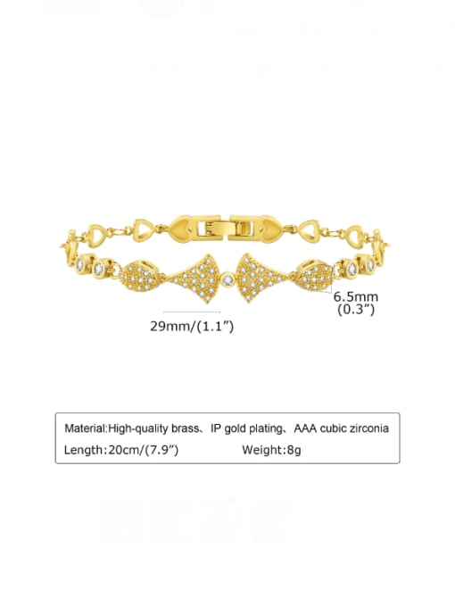PBR 052G Brass Cubic Zirconia Geometric Hip Hop Adjustable Bracelet