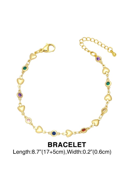 CC Brass Cubic Zirconia Bohemia Heart  Bracelet and Necklace Set 2