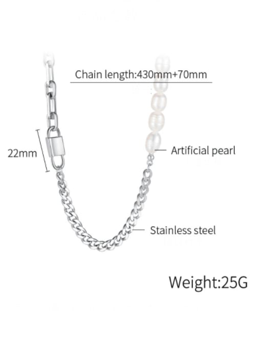 Open Sky Titanium Steel Imitation Pearl Geometric Hip Hop Necklace 2