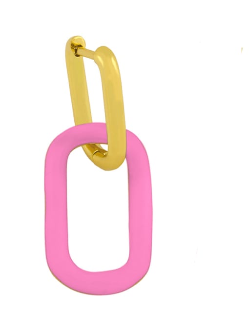 Pink Brass Enamel Geometric Minimalist Drop Earring