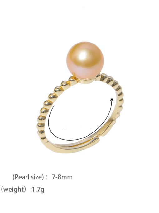 golden Brass Freshwater Pearl Irregular Minimalist Band Ring