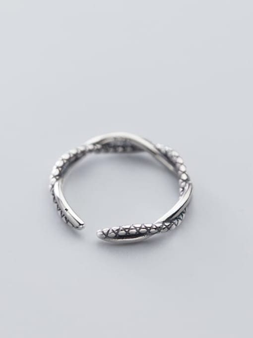 Rosh 925 sterling silver Simple fashion retro twist  free size ring 2