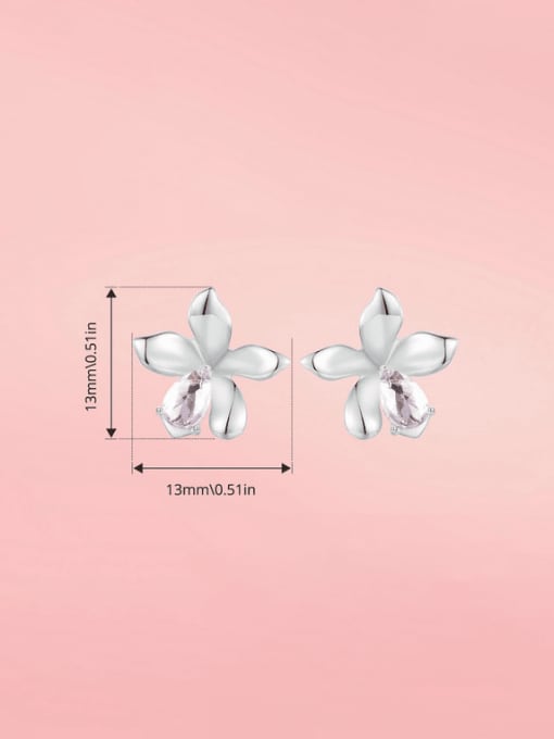 Jare 925 Sterling Silver Cubic Zirconia Flower Dainty Stud Earring 2