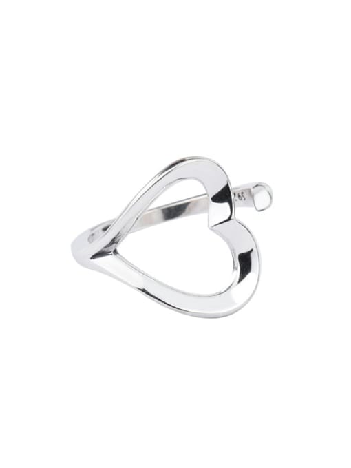 Love retro ring 925 Sterling Silver Hollow Heart Vintage Band Ring