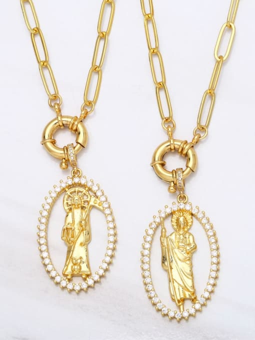 CC Brass Cubic Zirconia Geometric Vintage Virgin mary Pendant  Necklace 1