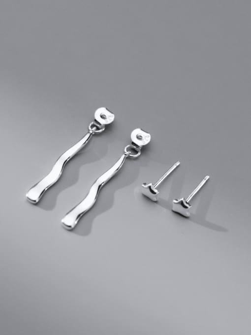 Rosh 925 Sterling Silver Geometric Tassel Minimalist Drop Earring