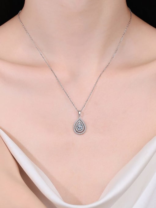MOISS 925 Sterling Silver Moissanite Water Drop Dainty Necklace 1