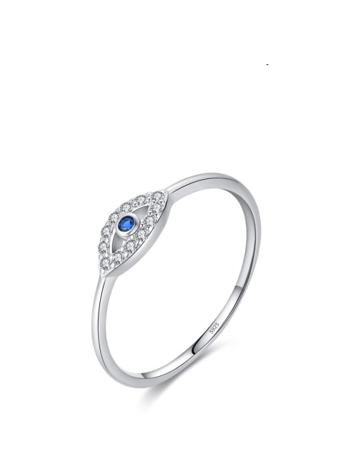 Ring (US size 7) 925 Sterling Silver Cubic Zirconia Evil Eye Minimalist Necklace