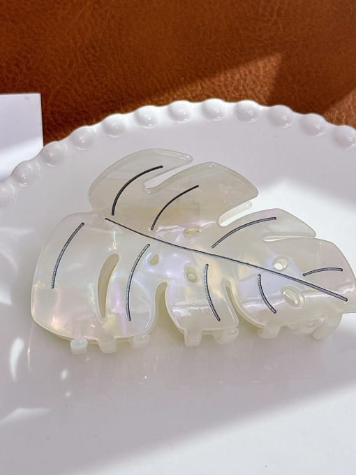 Dazzling white 9.3cm Cellulose Acetate Trend Leaf Alloy Jaw Hair Claw