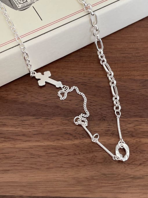 Boomer Cat 925 Sterling Silver  Minimalist Hollow Geometric  Chain Necklace 3
