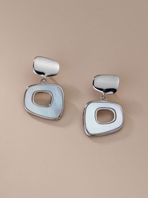 Rosh 925 Sterling Silver Shell Geometric Minimalist Drop Earring 1