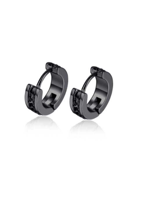 736 black Stainless steel Cubic Zirconia Geometric Minimalist Huggie Earring