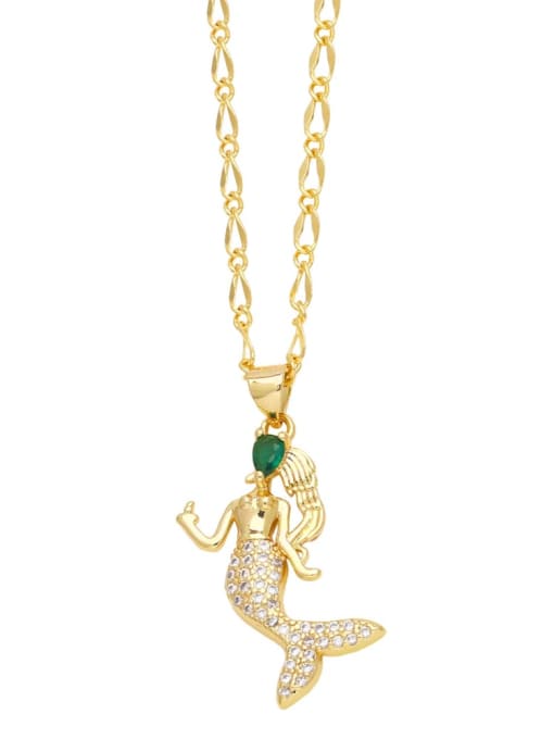 CC Brass Cubic Zirconia Mermaid Trend Necklace 2