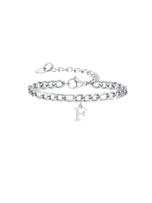 F Stainless steel Letter Hip Hop Link Bracelet