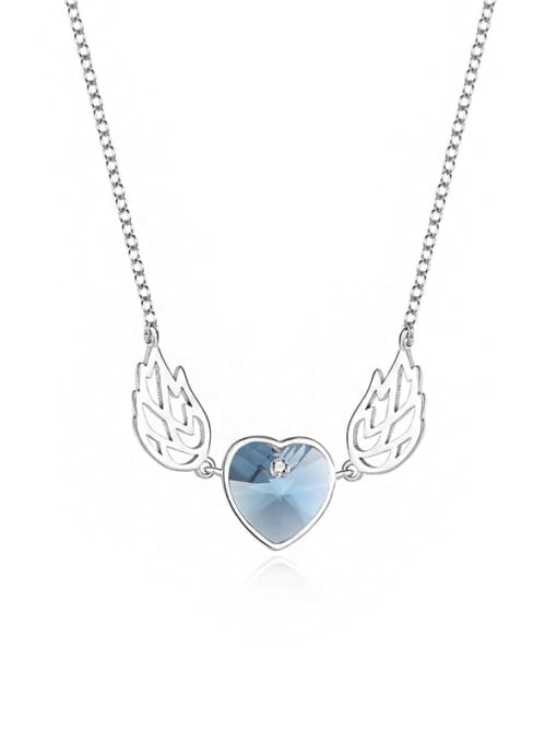 JYXZ 036 (denim) 925 Sterling Silver Austrian Crystal Wing Classic Necklace