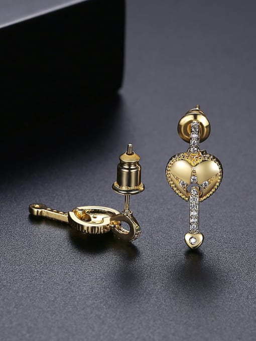 BLING SU Brass Cubic Zirconia Heart Vintage Drop Earring 3