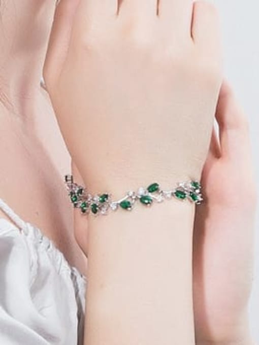 L.WIN Copper Cubic Zirconia Leaf Luxury Bracelet 1