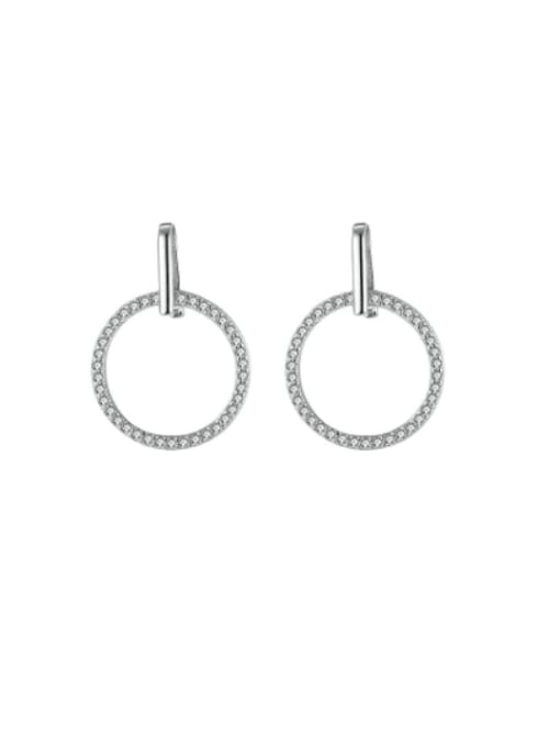 platinum 925 Sterling Silver Cubic Zirconia Geometric Minimalist Drop Earring