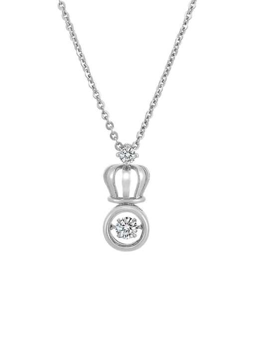 White gold plating Alloy Cubic Zirconia Crown Dainty Necklace