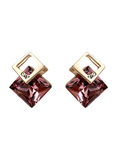 purple Imitation crystal Brass Crystal Geometric Luxury Drop Earring