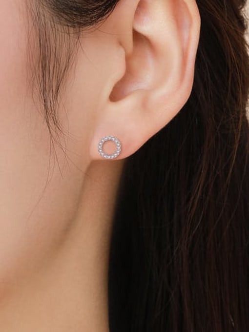 MODN 925 Sterling Silver Cubic Zirconia Round Minimalist Stud Earring 1