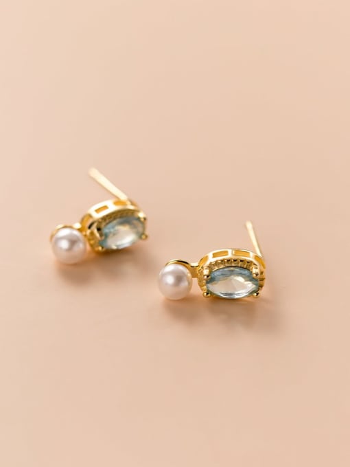 Rosh 925 Sterling Silver Glass beads Geometric Minimalist Drop Earring
