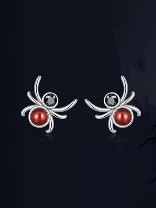 Jare 925 Sterling Silver Cute spider Stud Earring