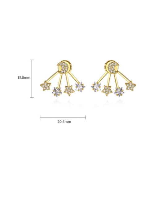 BLING SU Brass Cubic Zirconia Irregular Dainty Stud Earring 3
