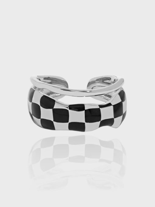 DAKA 925 Sterling Silver Enamel Geometric Vintage Stackable Ring 0