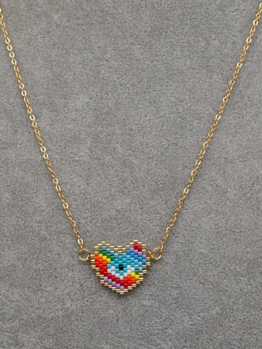 MI N200007B Stainless steel Multi Color Miyuki beads Geometric Bohemia Necklace