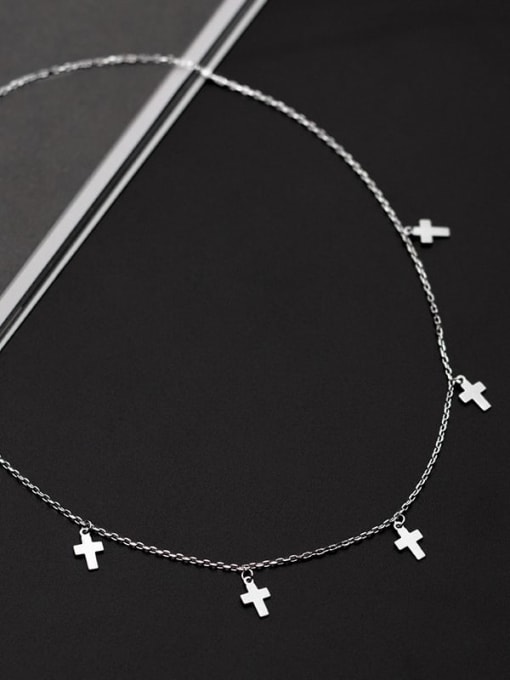 Rosh 925 Sterling Silver Smooth Cross Minimalist Necklace 3